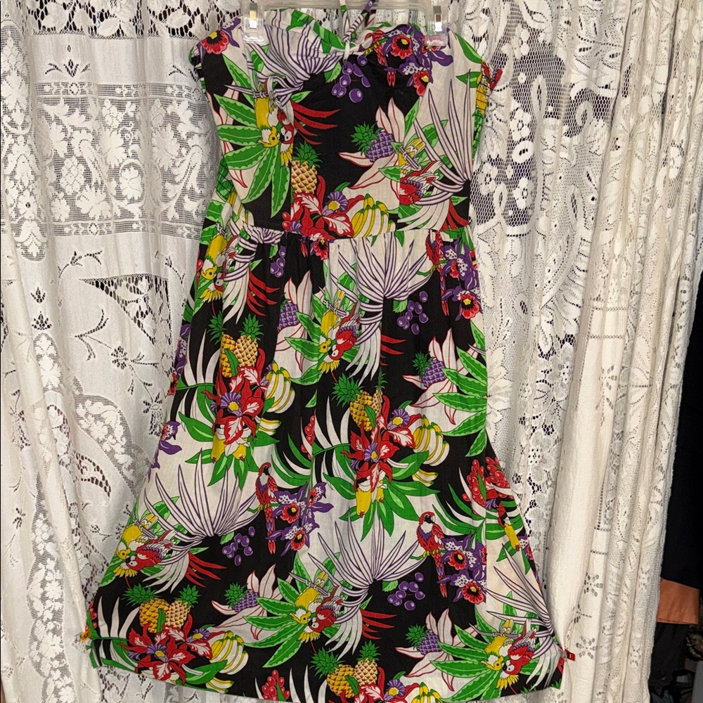 JCPenney vintage halter tropical‎ dress 7/8